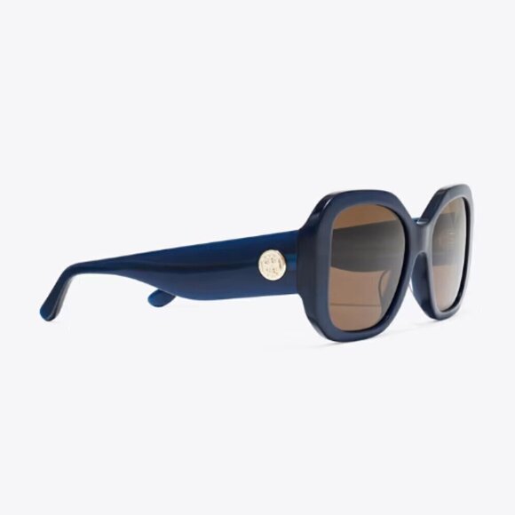 NWT！NEW! Tory Burch Oversized Square Butterfly Sunglasses -Navy / Solid Brown